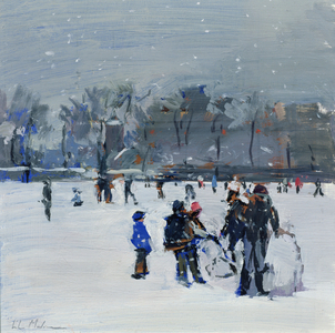 Holland Park in snow, 2009 (oil on board)