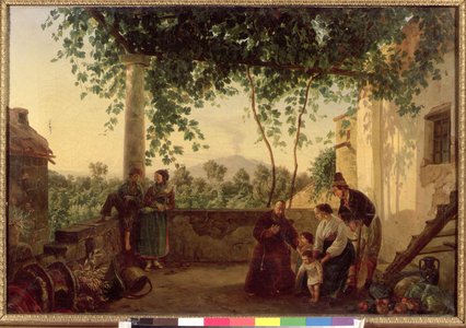 Terrace of a House near Naples with a View of Mount Vesuvius, 1833 (oil on canvas)