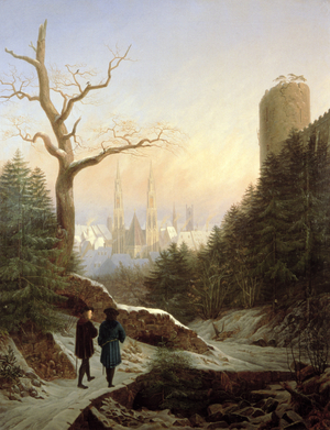 Winter Landscape with Gothic Church, 1821 (oil on canvas)