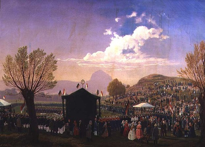 Ferdinand Joseph, 8th Prince Lobkowicz and his Miners at a Religious Ceremony near Bilinia, 1848 (oil on canvas)