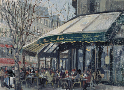 Les Deux Magots, St Germain des Pres, Paris, 1998 (oil on canvas)