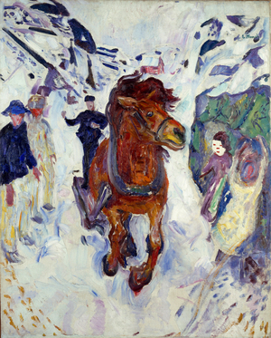 Horse Gallop Painting by Edvard Munch (1863-1944) 1910-1912 Dim. 148x119.5 cm Oslo, Kommunes Kunstsamlinger Munch-Museet (Musee Munch)