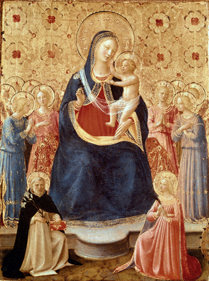 Madonna and Child with angels, Saint Dominic and Saint Catherine of Alexandria, c.1435 (tempera & gold on panel)