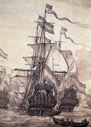 The Dutch Fleet in 1672. Detail - oil on canvas, 17th century