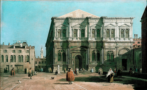 View of the school San Rocco (Saint Roch) in Venice Painting by Giovanni Antonio Canal known as the Canaletto (1697-1768) 1730-1731 Sun. 47x80 cm England, Woburn Abbey