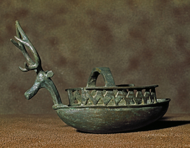 Boat with figure of a deer head,  8th-7th century BC (bronze sculpture)