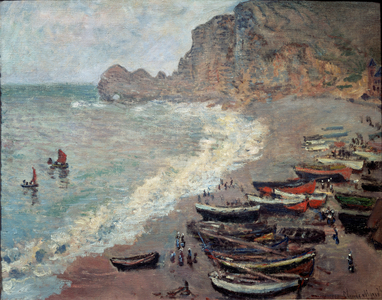 Etretat, beach and the Porte d'Amont, 1883 (oil on canvas)