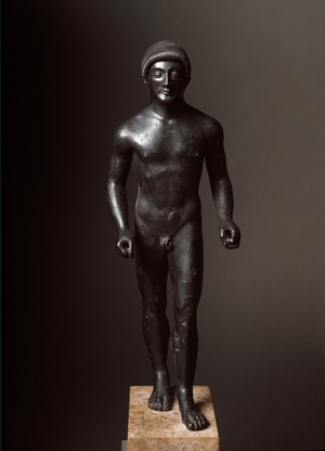A naked wrestler. 510-500 BC (Bronze sculpture)