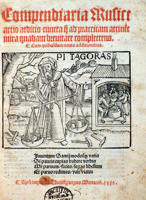 Representation of Pythagoras,  from Compendiara musica  (1516)