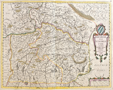 Map of the Baviere (Germany) (etching, 1671)