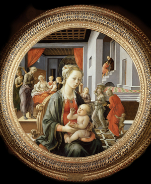 Virgin with child and Scenes from the Life of St Anne - oil on panel, c.1450