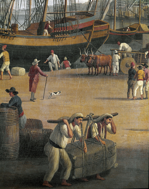 View of Messina harbour, workers(Painting, 1791)