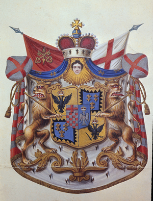 Coat of Arms of Barbiano Belgiojoso D'Este (colour litho)