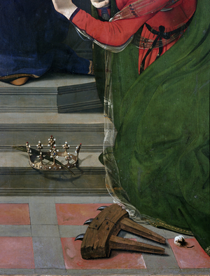 Virgin and Child on the throne surrounded by saints, detail (oil and tempera on panel, circa 1493)