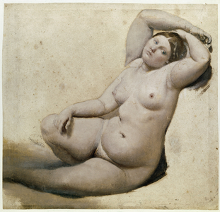 Study for the Turkish bath: The Woman with the Three Arms - Painting by Jean Auguste Dominique Ingres (1780-1867) oil on paper, 25x26 cm, circa 1860. Montauban, Musee Ingres
