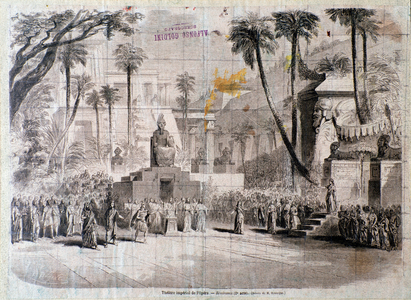 Stage set for second act of  Semiramide, opera by Gioacchino Rossini, 19th century