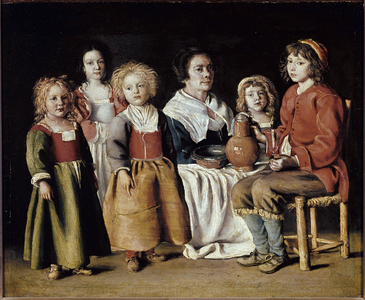A Woman with Five Children, 1642  (oil on copper)