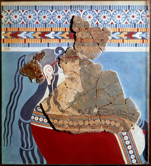 Bust of a woman (fragment), from the palace of Tirynthe, 1300 BC (fresco)