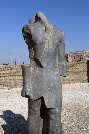 Egyptian antiquite: statue of Pharaoh Merenptah 1st (or Mineptah, Merneptah) (1213-1204 BC) son of Ramses II. Temple of Luxor. East Bank (Thebes), Egypt