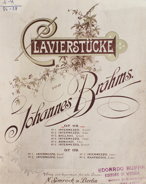 Frontispiece of "Clavierstucke" (Op. 118 and op. 119) by Johannes Brahms (1833-1897) (colour litho)