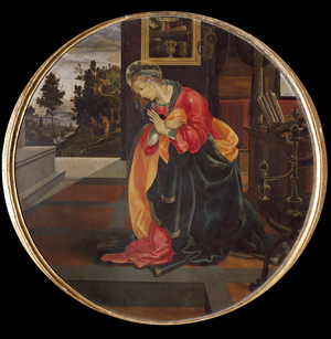 The Annunciation. Detail of the Virgin  (oil on canvas, 1483)