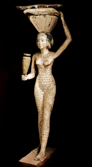 Egyptian antiquite: wooden carving as bearers of offerings. Middle empire, 11th dynasty. 1990-1650 BC. Dim. 180 cm Paris, Musee du Louvre