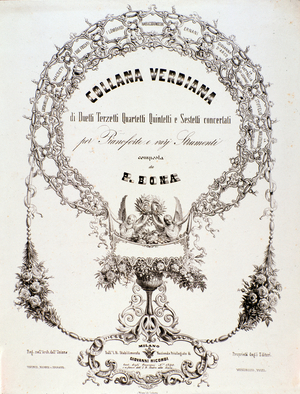 Frontispiece of a collection of musical scores by Giuseppe Verdi, 19th century