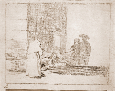 Charity of a Woman, illustration from 'The Disasters of War' series, c.1810-20 (crayon on paper)