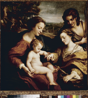 The Mystic Marriage of Saint Catherine (oil on panel, 1526-1527)