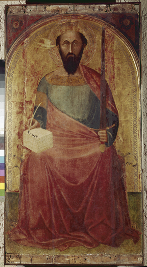 Saint Paul. Painting by Ambrogio Lorenzetti (1290-1348). Painting on wood. Roccalbegna (Grosseto), Chiesa dei Santi Pietro e Paolo