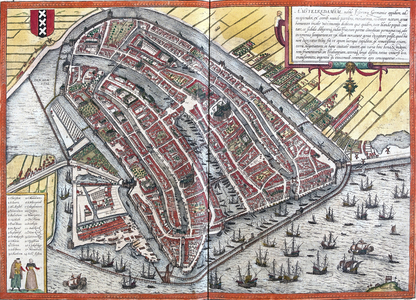 Plan of Amsterdam (Amstelredamum), Netherlands (etching, 1572-1617)