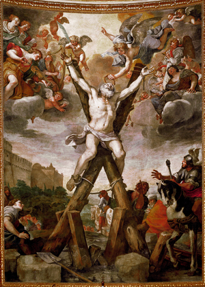 Crucifixion of st Andrew (fresco, 1650-1651)