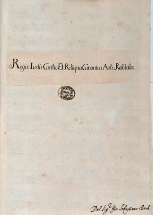 Page of Regis Iussu Cantio Et Reliqua Canonica Arte Resoluta by Johan Sebastian Bach, (18th century)