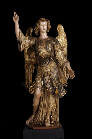 Guardian Angel (wood sculpture, painting and gold, 19th century)