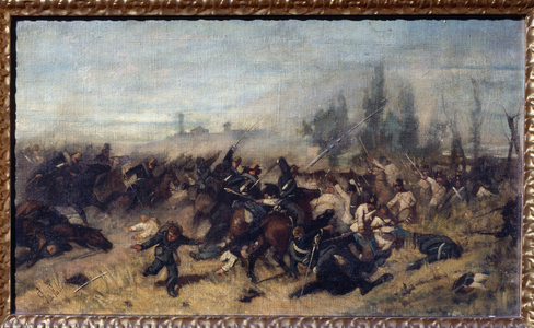 The charge of the Madonna della Scoperta (Battle of Solferino and San Martino, on 24 June 1859). Sketch (oil on canvas, 1861-1962)