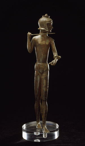 Etruscan civilization: bronze warrior statuette from Brolio. 550 BC. Florence, Museo Archeologico, inv. 562