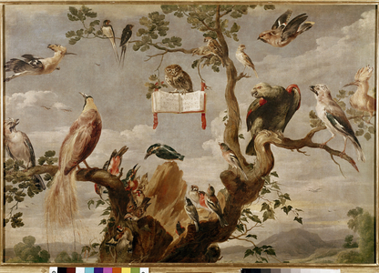 A bird's concert (oil on canvas, 17th century)