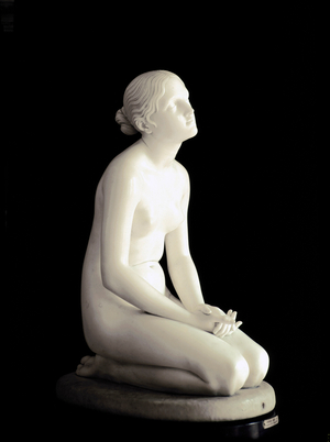 Trust in God Young girl kneels her gaze turns to heaven in prayer. Marble sculpture by Lorenzo Bartolini (1777-1850) 1835 Dim. 95 cm Milan, Museo Poldi-Pezzoli