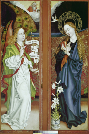 The Annunciation Altarpiece by Orlier. Painting by Martin Schongauer (1453-1491), oil on wood. Colmar, Unterlinden Museum