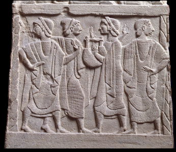 Dance scene, low relief of marble tombstone