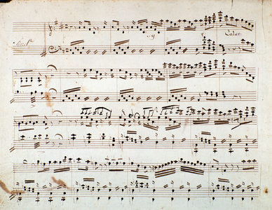 First page of sheet music for the reduced symphony for the piano of Otello, opera by Gioacchino Rossini