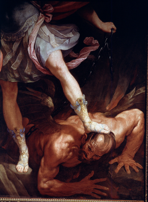 Saint Michael crushes the head of the demon, 1635 (oil on canvas)
