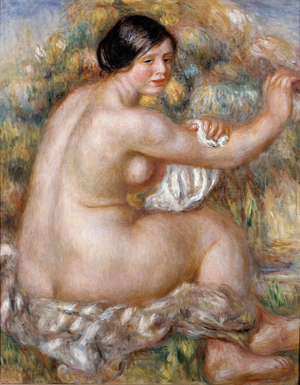 Big naked sitting. Painting by Pierre Auguste RENOIR (1841-1919), 1912 Oil on canvas. Brazil, Sao Paulo. Museu de Arte de Sao Paulo (MASP).