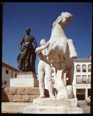 View of the monument in tribute to Manolete (1917-1947) Spanish matador, Cordoba, Spain (View of monument to Spanish bullfighter Manolete, Cordoba Spain)