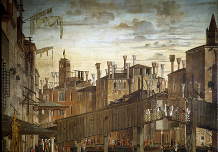 The Miracle of the Relic of the Holy Cross at Rialto Bridge in Venice, Detail. 1494 (painting)