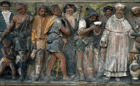 The Seven Works of Mercy, give a drink to those who are thirsty, 1526-1528) (low Terracotta relief)