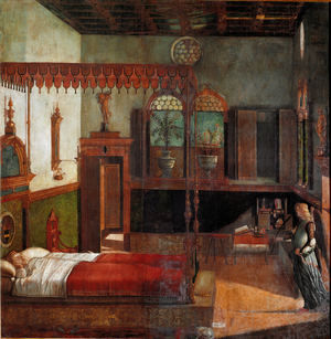 Cycle of the life of Saint Ursula: the dream of Saint Ursula. (Painting, 1498)