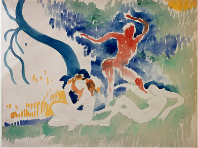 Three Dancers, 20th century (Watercolour)