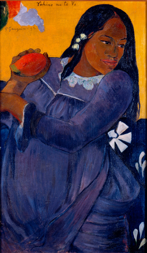 Vahine no te vi Tahitian woman holding a mango, 1892 (oil on canvas)