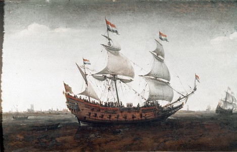 Dutch Ship in the deep sea (Painting, 17th century)